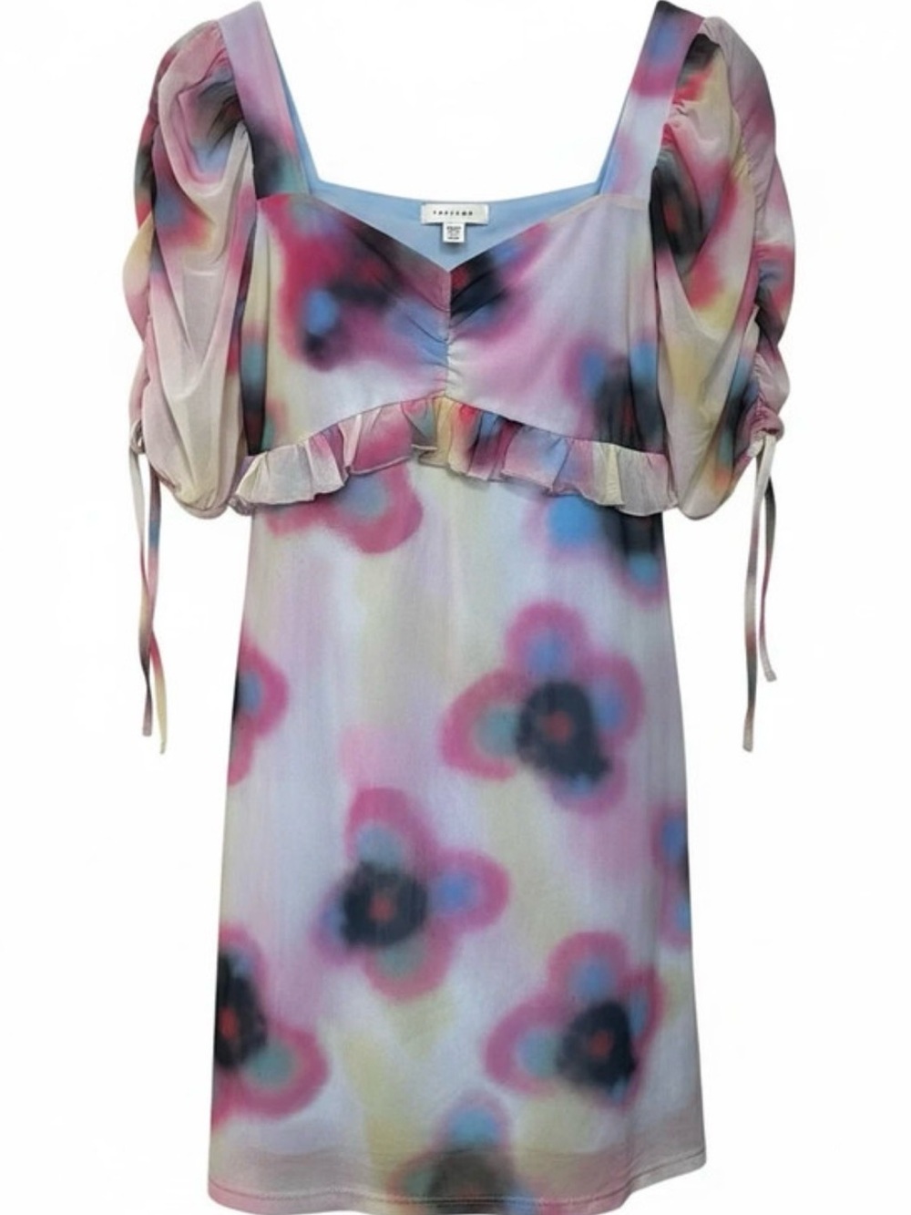 Topshop Pastel Floral Puff-Sleeve Mini Dress 12